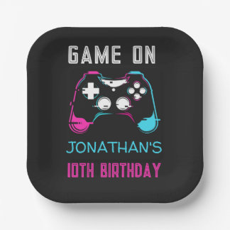 Plato De Papel Foto de cumpleaños de jugador de videojuegos sube