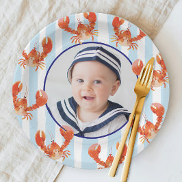 Plato De Papel Foto de cumpleaños de niños langosta náutica