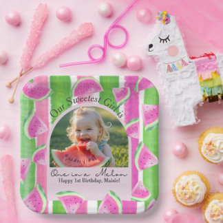 Plato De Papel Foto de cumpleaños de One in Melon