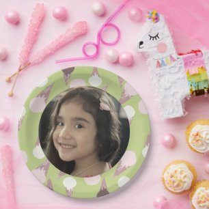 Plato De Papel Foto de cumpleaños del Fiesta Ice Cream