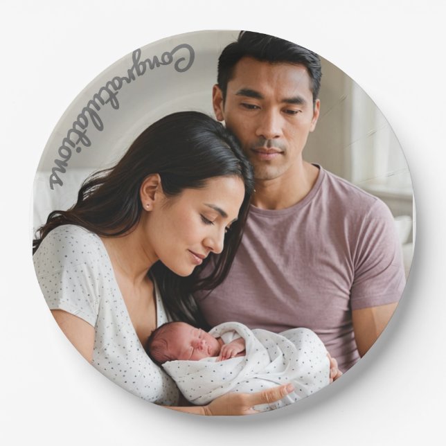 Plato De Papel foto de fiesta de bebé Papel de papel Sip y ver (Anverso)