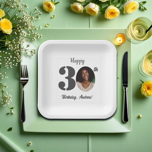 Plato De Papel Foto de fiesta de cumpleaños número 30 en negrita (Subido por el creador)
