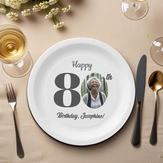 Plato De Papel Foto de fiesta de cumpleaños número 80 en negrita (Subido por el creador)