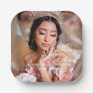 Plato De Papel Foto de guión de Quinceanera 15 cumpleaños