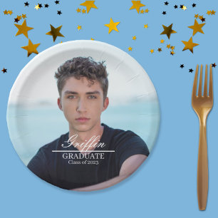 Plato De Papel Foto de Guy Grad Modern Graduate Personalizado