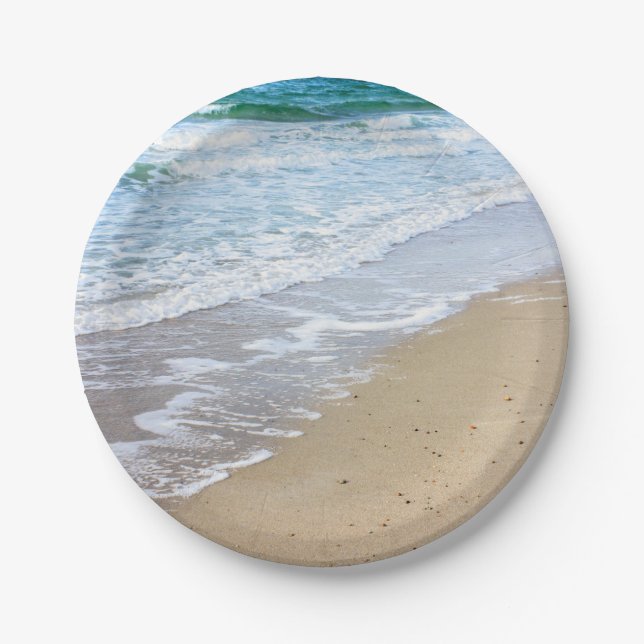 Plato De Papel Foto de la playa (Anverso)