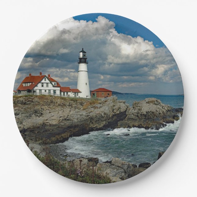 Plato De Papel Foto de Maine Portland Head Lighthouse (Anverso)