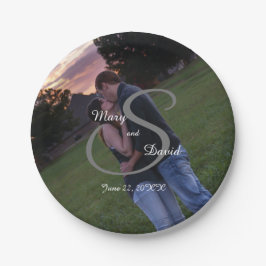 Plato De Papel Foto de Monogram Boda