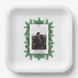 Plato De Papel Foto de ramas de árbol de Navidad