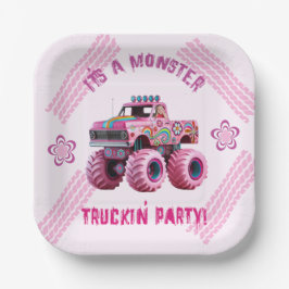 Plato De Papel Foto de un Personalizado Fiesta de Monster Truckin
