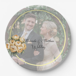 Plato De Papel Foto del Boda Butter-Yellow Rose Bouquet