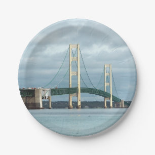 Plato De Papel Foto del puente Michigan Mackinac