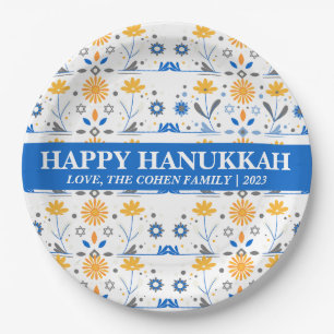 Plato De Papel Foto familiar de Hanukkah moderna elegante sencill