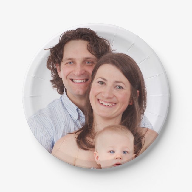 Plato De Papel Foto familiar personalizada (Anverso)