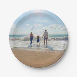 Plato De Papel Foto Familiar Personalizada En La Playa