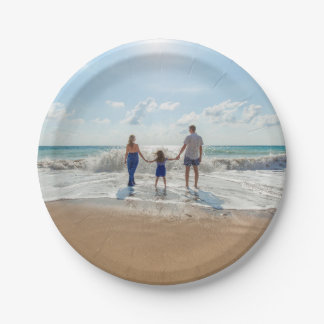Plato De Papel Foto Familiar Personalizada En La Playa