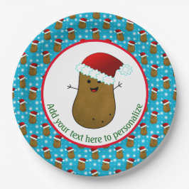 Plato De Papel Foto feliz de Navidades con sombrero de Santa