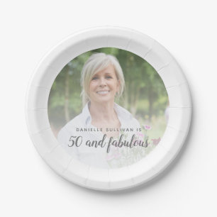 Plato De Papel Foto personalizada 50 y fabuloso cumpleaños cincue