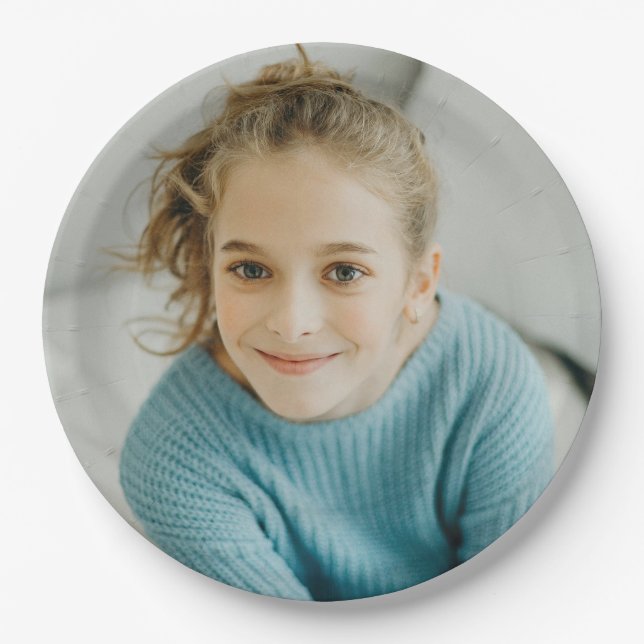 Plato De Papel Foto personalizada Cara divertida simple (Anverso)