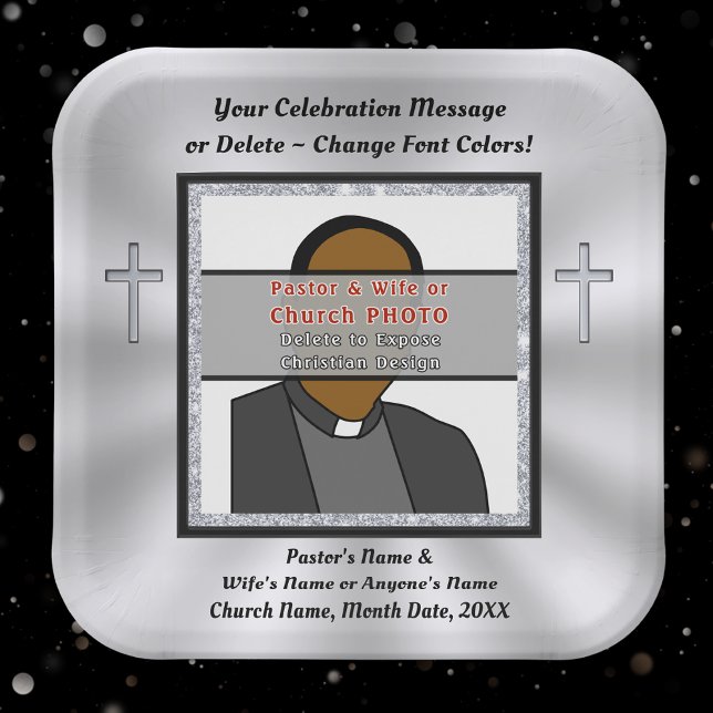 Plato De Papel Foto personalizada, iglesia o cristiano (Christian Paper Plates for your Church Anniversary Party, Pastor Anniversary Party Supplies. )