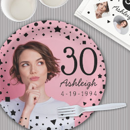 Plato De Papel Foto personalizado 30.ª Placa de papel de Brthday