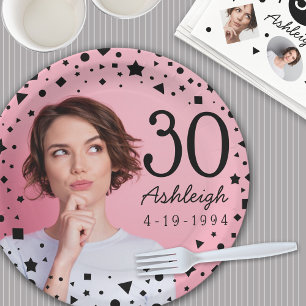 Plato De Papel Foto personalizado 30.ª Placa de papel de Brthday