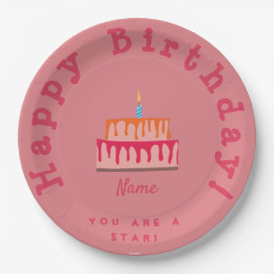 Plato De Papel Foto Plate de fiesta de cumpleaños - Aqua HAMbyWG