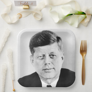 Plato De Papel Foto Presidencial del Presidente Americano John Ke