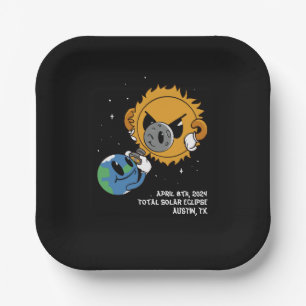 Plato De Papel Fotobomb del eclipse solar de 2025 personalizado