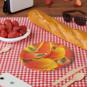 Plato De Papel Fotografía anaranjada vibrante de los pétalos de