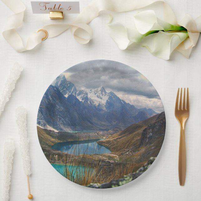 Plato De Papel Fotografía de Montañas Alpinas Escénicas (Boda)