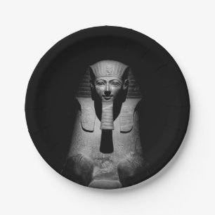 Plato De Papel Fotografía del Faraón Rey en Blanco y Negro