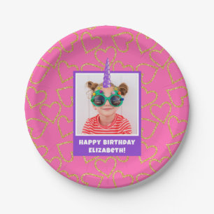 Plato De Papel Fotografía infantil personalizada Cumpleaños Unico