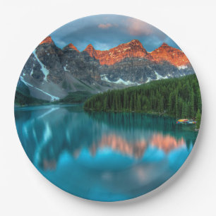 Plato De Papel Fotografía paisajística de Montaña y Lago Escénico