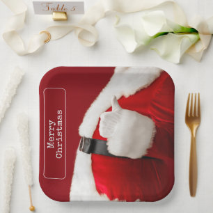 Plato De Papel Fotografía Vintage de Santa con Texto de Máquina d