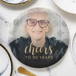 Plato De Papel Fotomontaje de la fiesta de cumpleaños número 90