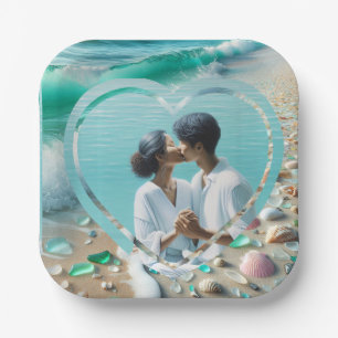 Plato De Papel Fotos de vidrio de mar bonitas para boda