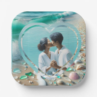 Plato De Papel Fotos de vidrio de mar bonitas para boda