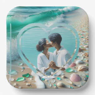 Plato De Papel Fotos de vidrio de mar bonitas para boda 