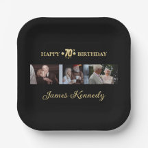 Fotos personalizadas modernas en negro y dorado pa