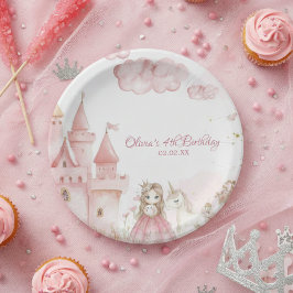 Plato De Papel Four Ever The Princess Pink Castle 4th Birthday