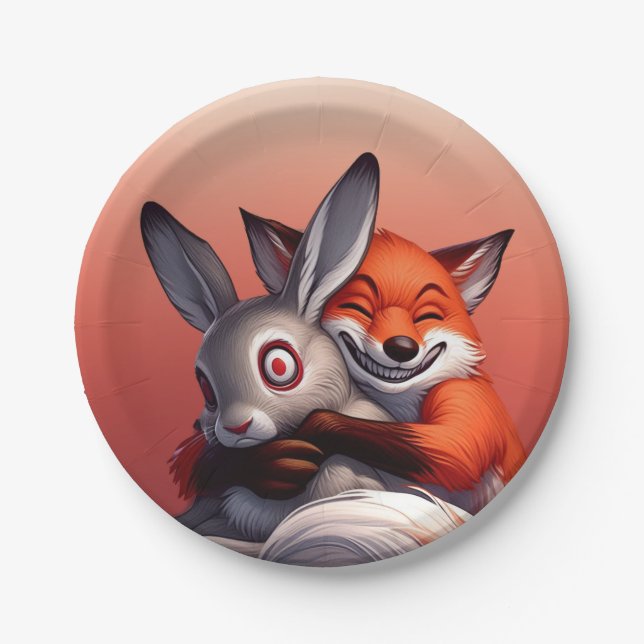 Plato De Papel Fox ama a Rabbit (Anverso)