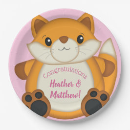 Plato De Papel Fox Baby Shower Pink