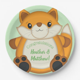 Plato De Papel Fox Baby Shower Woodland Animal
