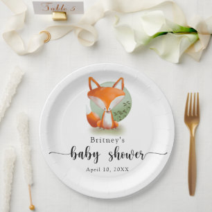Plato De Papel Fox cub - ducha de bebé