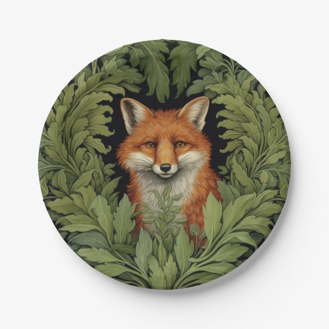 Plato De Papel Fox de Art Nouveau en el bosque (Anverso)