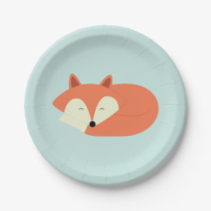 Plato De Papel Fox rojo soñoliento