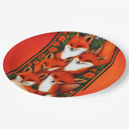 Plato De Papel Foxy Fun Naranja