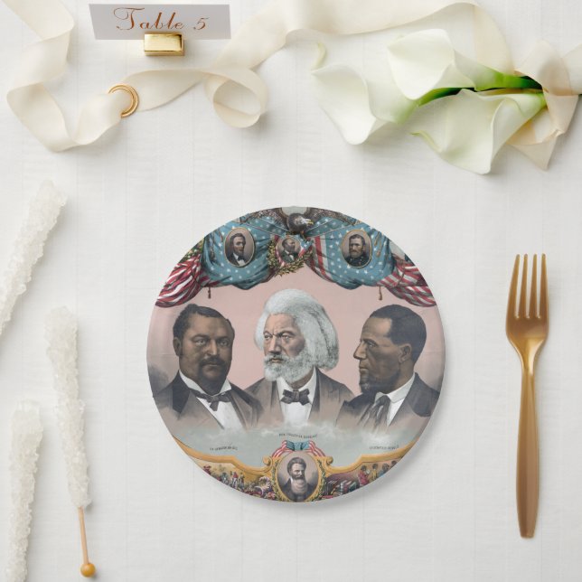 Plato De Papel Fr3d3rick Bailey Douglass con negro abolicionista (Boda)