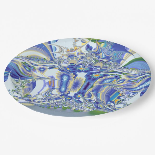 Plato De Papel fractal floral 03 (Angular)